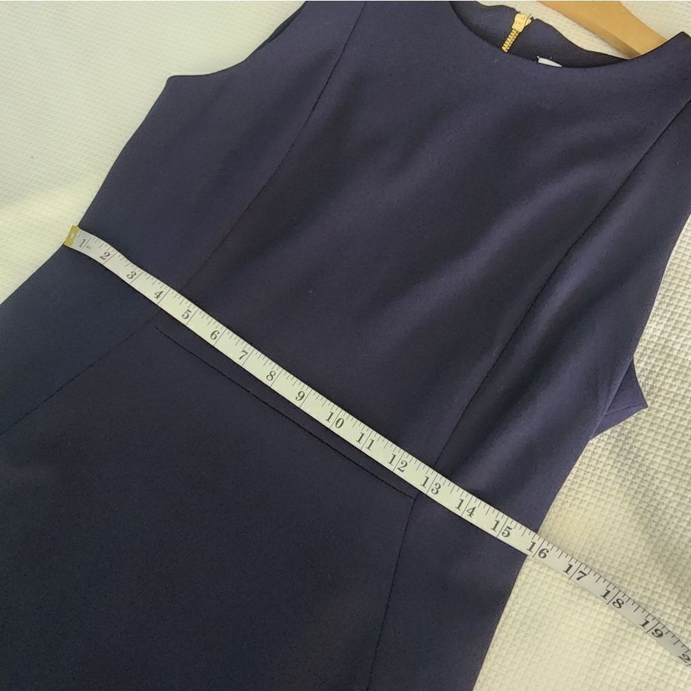 Calvin Klein Blue Sheath Dress Sleeveless Crew Neck High Low Hem - Picture 9 of 12